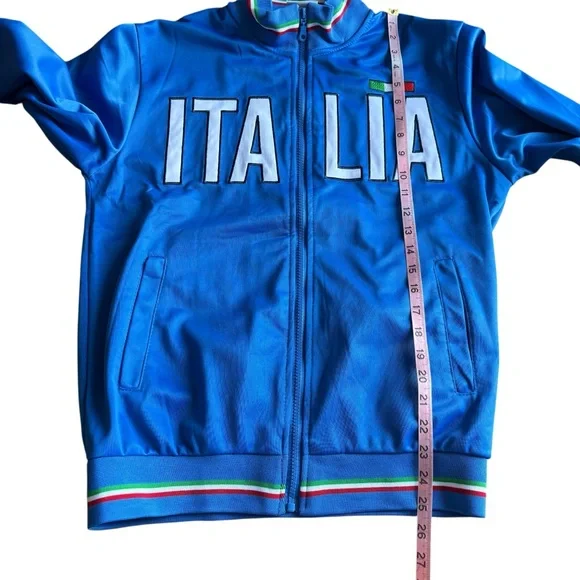 Italia Men’s Italy Track Jacket Blue Zip Up | Soccer Y2K | Size M - Picture 9 of 10